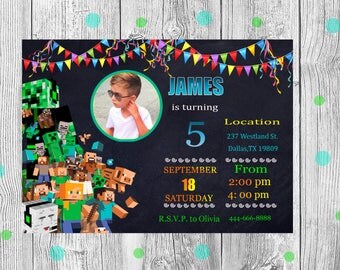 Minecraft Minecraft invitation Minecraft invitation printable Minecraft party Minecraft birthday Minecraft birthday invitation Printable