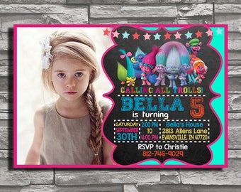 Trolls Birthday Invitation, Trolls Birthday Party, Trolls Invitation, Trolls Birthday, Trolls Party Invitation, Trolls Party Ideas, Trolls