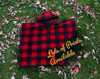 Car Seat Poncho - Car Seat Coat - Car Seat Blanket - Car Seat Cover - Car Seat Fleece Jacket - Kids Gift - Boys Buffalo Plaid Red Black