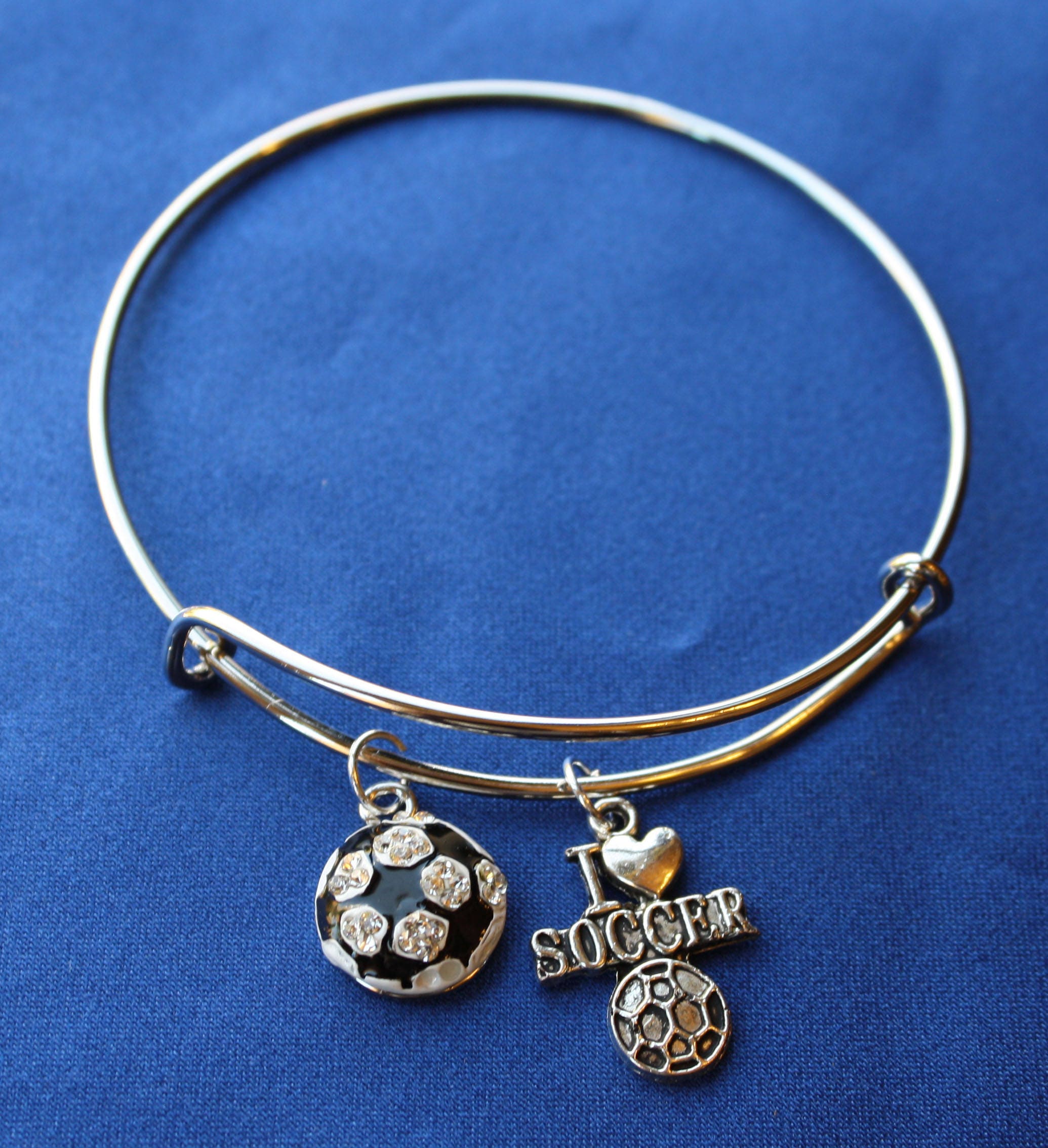 Soccer Charm Bracelet Expandable Wire Bangle Bracelet