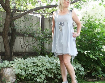 upcycled clothing, upcycled fashion, two piece pinafore dress . almost a whisper . S -M
