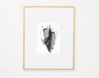 Black and White Original Abstract Art, neutral art, 8x10" expressive art "Painting 66- Gesture" watercolor painting, modern minimal art