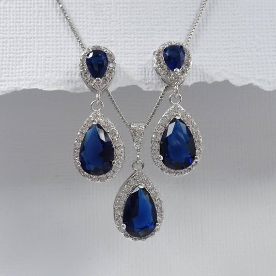 Dark Blue Jewelry Set Navy Jewelry Set Dark Blue Crystal