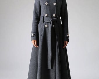 double breasted coat,Military Coat, wool coat, Gray coat,Long coat, womens coats, trench coat,Custom made clothing,overcoat,gift ideas 1072