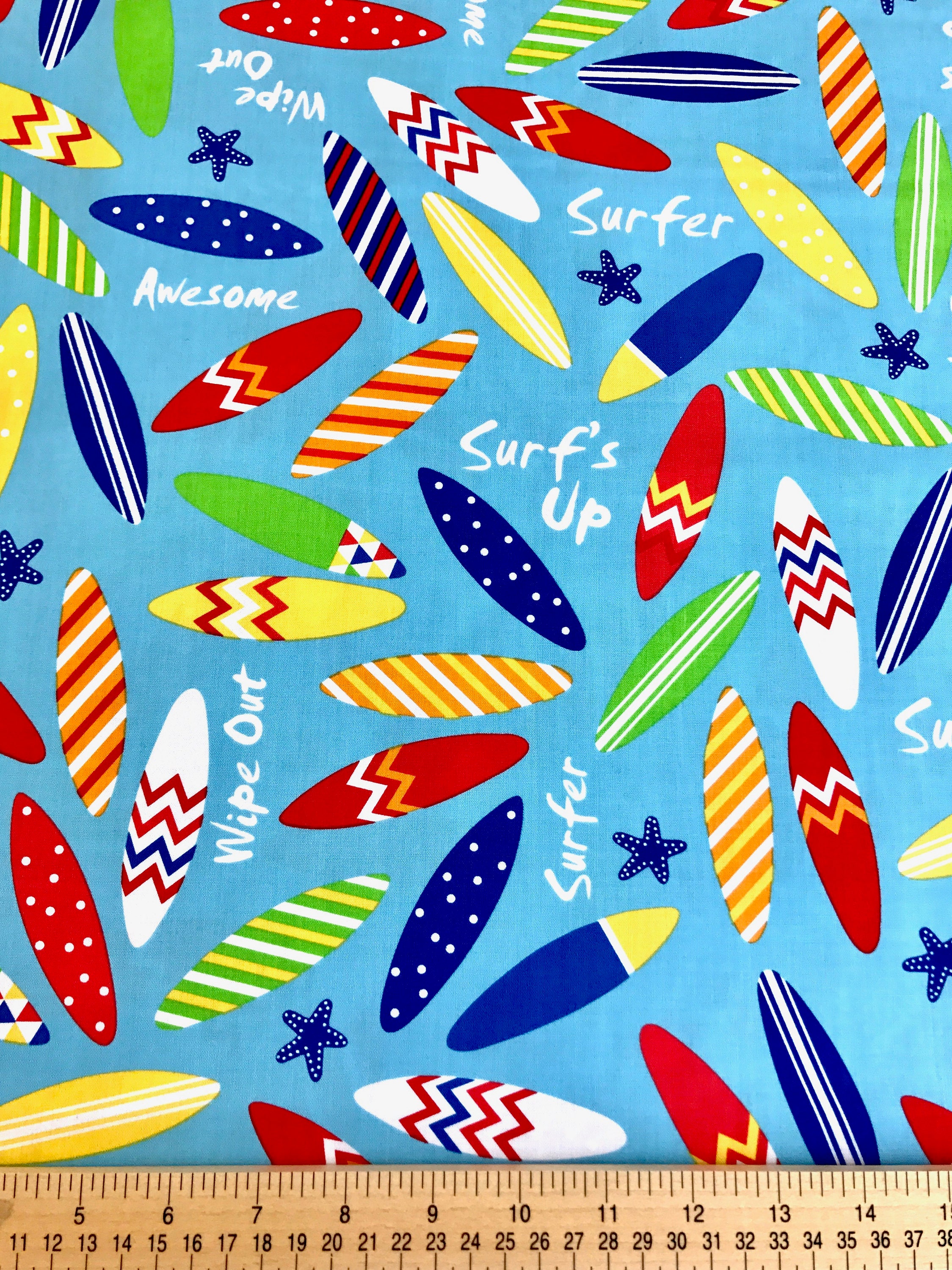 Surf boards fabric kids Fun Summer fabric 100 cotton Premium