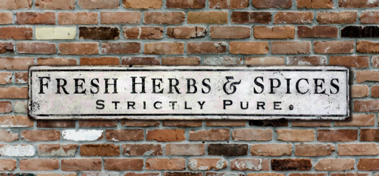 Fresh Herbs and Spices Wood Sign Hand Crafted Rustic Wooden