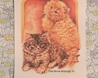 10 1980s Cat Bookplate Labels