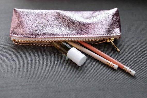 SMALL Leather Pencil Case. Small Leather Brush Bag. Artist