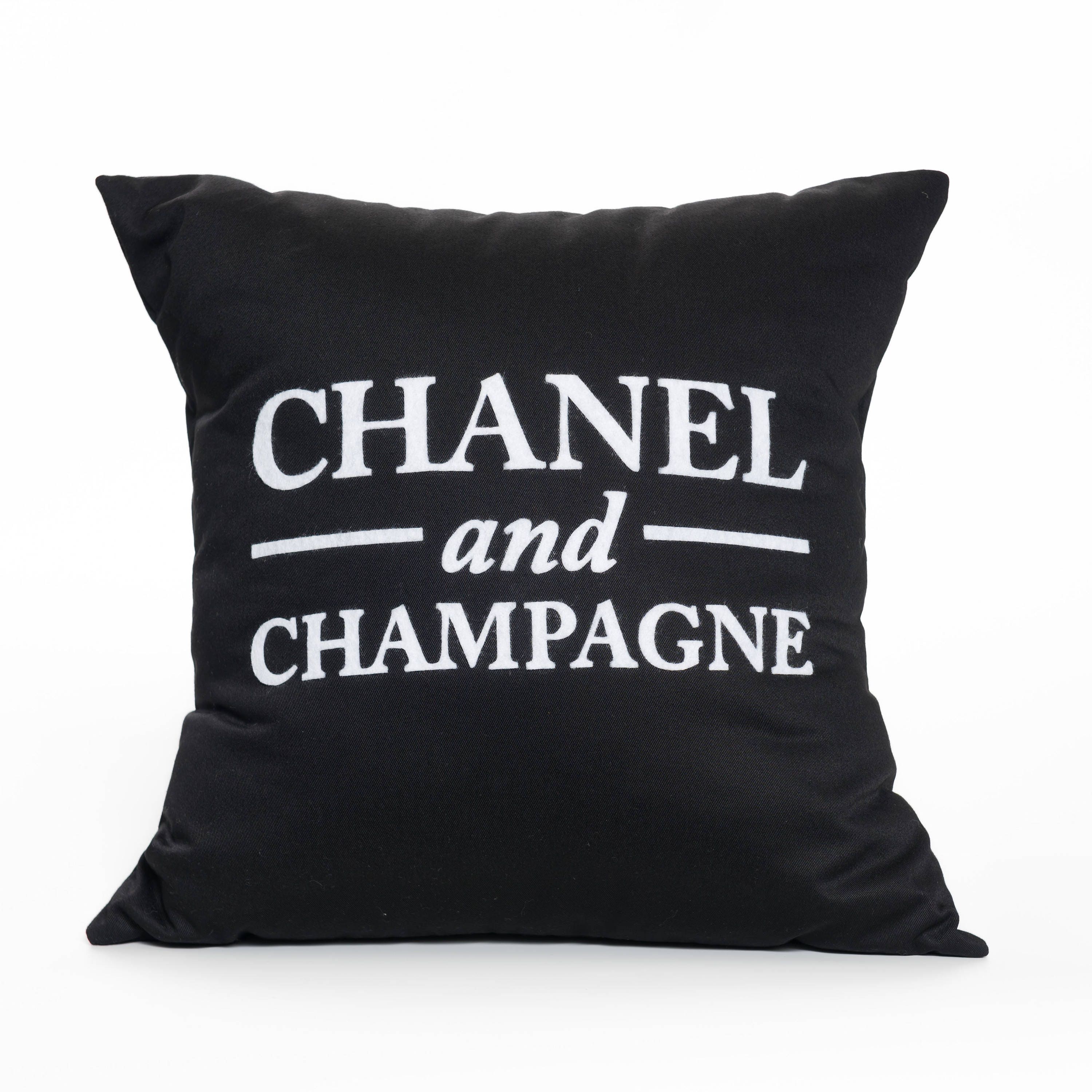 Chanel and Champagne Black and White Pillow Cover