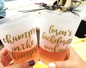 Bachelorette Cups, Party Cups, Bachelorette Party Cup, Bridal Shower, Champs in the Hamps, Bachelorette Gifts, Frosted Cup, Wedding Cup
