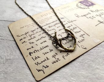 Deer antler necklace, jewellery antler necklace, winter necklace, christmas necklace, antler pendant, nature inspired, boho pendant reindeer