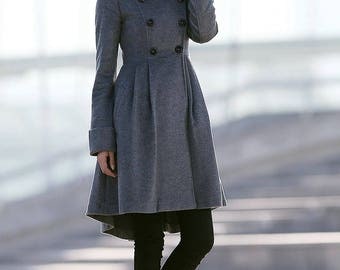 Coat Asymmetrical coat coats Modern Wool coat Grey Coat