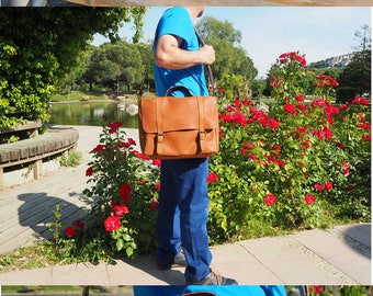 Leather Briefcase,Leather Briefcase men,mens leather briefcase,Leather Satchel,Laptop Bag,Brown Leather Messsenger Bag for men and women,