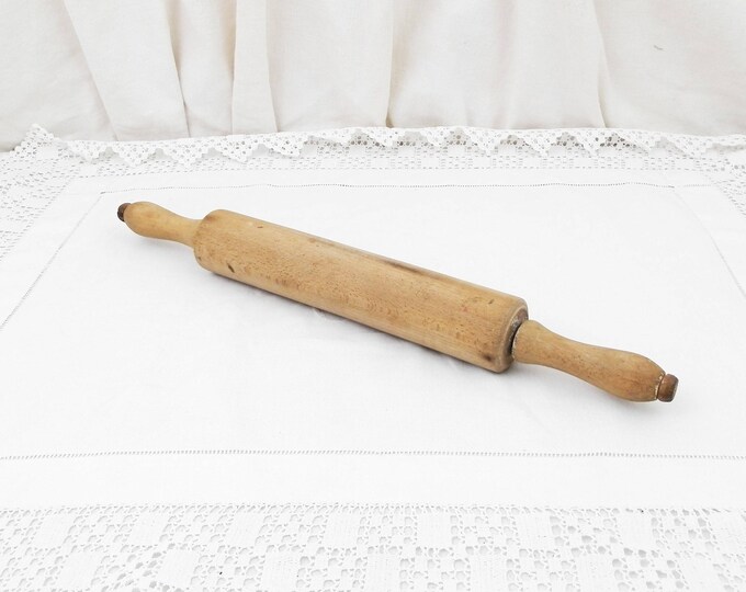 Vintage Rustic French Beech Wooden Rolling Pin, French Country Cottage Decor, Wooden Treen Primitive Kitchenware, Kitchenalia from France