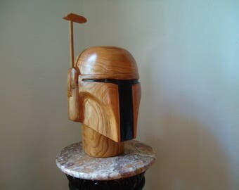 Boba Fett helmet - Star Wars Art - Wood Star Wars helmet - Wood carving - Boba Fett helmet - Wood sculpture - Original Art - Sci Fi, Artwork