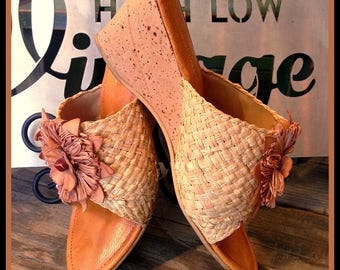 Gold Raffia Wedges - MIA 30A PREORDER