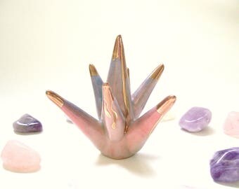 Rainbow Gold Ring Cone Cluster in Purple tones