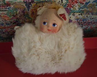 Vintage 1940s Child's Double Sided Fur Muff // Doll & Teddy Bear // Rabbit Fur Muff