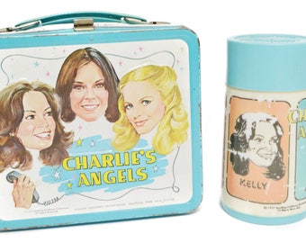 Vintage 70s Charlie's Angels Metal Lunchbox with Thermos