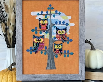 Whooo's There? - Satsuma Street - Halloween Owls - cross stitch pattern - Instant download PDF