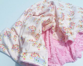 Pink Floral Minky Baby Blanket - Ready to Ship