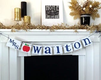 Teacher Gift Personalized / Teacher Banner / Room Decor / Custom Banner / Teachers Name Sign / Garland / Classroom / Teacher Christmas Gift