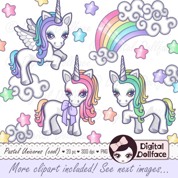 Kawaii Cute Unicorn Clipart Pastel Rainbow Princess Kawaii Cute Unicorn Clipart Pastel Rainbow Princess