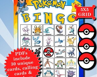 POKÉMON 5x5 Bingo printable PDFs contain everything you need to play Bingo.
