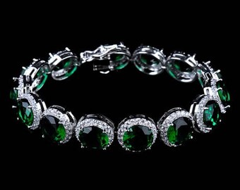 Emerald Green Swarovski bridal bracelet, wedding jewelry, bridesmaid bracelet, luxury bridal jewelry