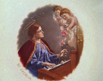 Vintage Saint Cecelia Plate / Plaque