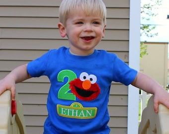 Personalized 2nd Second Elmo Birthday Shirt 2nd Birthday Shirt or Bodysuit. Embroidered and Appliqued