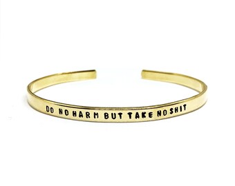 Do No Harm Handstamped Skinny Cuff // Feminist Bracelet + She Persisted + Mantra Jewelry + Bad Bitch + Strong As Hell + Smash The Patriarchy