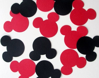 300-Disney inspired-Mickey Mouse confetti-kids Birthday party-decorations-Black and red paper Mickey mouse-baby shower decorations-die cuts