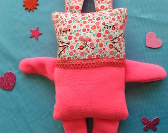 Doudou lapin - Doudou en tissu polaire et coton- doudou - lapin
