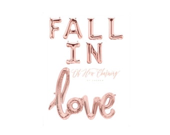 Rose Gold Balloons Fall in Love Rose Gold Love Balloon Fall in Love Bridal Shower Fall in Love Banner Rose Gold Wedding Rose Gold Bridal