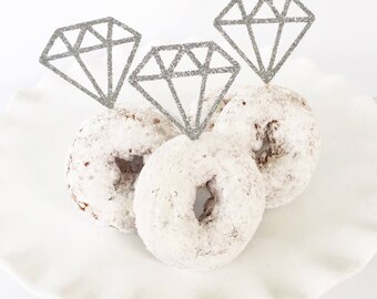 Diamond Ring Donuts / Diamond Cupcake Toppers / Diamond Donut Toppers / Engagement Party / Bridal Shower / She Said Yes / Bride To Be