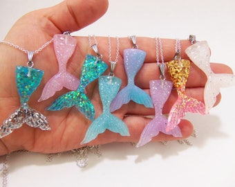 Mermaid tail necklace, personalized mermaid party favors, custom mermaid necklaces, mermaid party favor, girls party favor, kids birthday