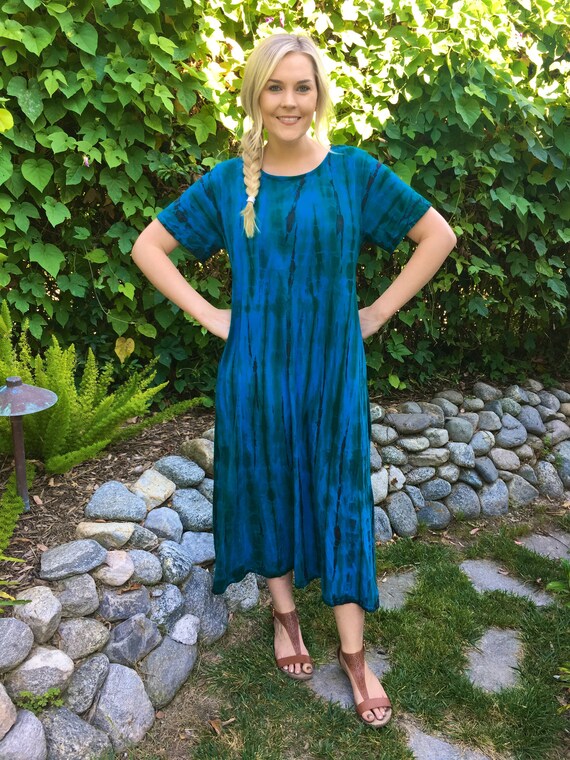 Cotton Dress Tea Length dress Tie Dye Dress T Shirt Dress
