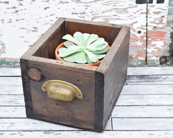 Wooden Drawer, Old Drawer, Farmhouse Decor, Drawer with Pull, 89, Old Hardware, Numbered, Rustic, Small, Planter Box, Dark Wood, Industrial,