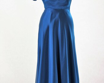Blue silk dress, ball gown, prom dress, evening gown, catwalk dress, long dress, asymmetric dress, silk gown, available made-to-measure only