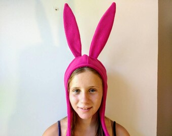 New color! Cosplay Pink Fleece Bunny Hat
