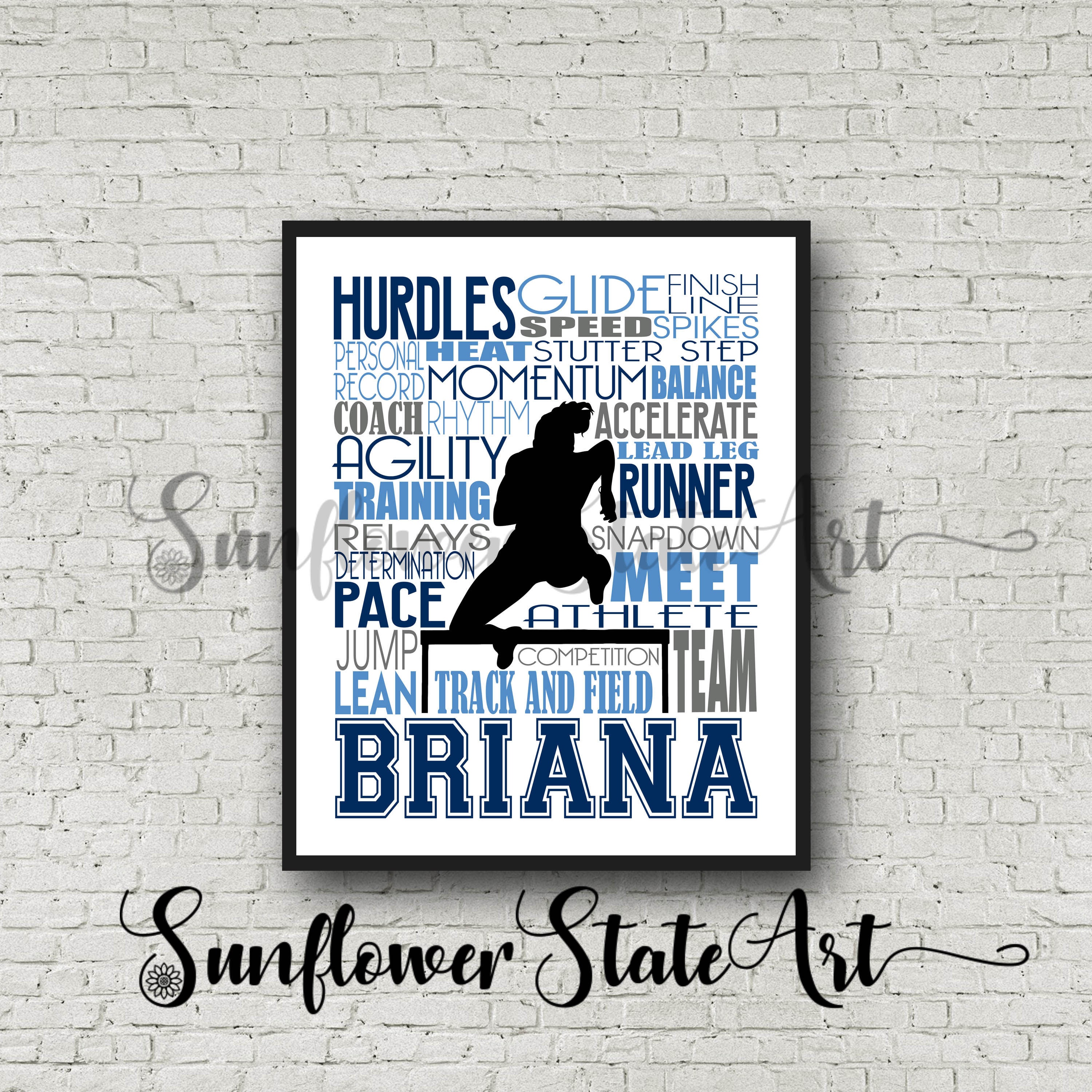 Personalized Hurdler Poster, Gift For Hurdler, Hurdles Art, Typography 