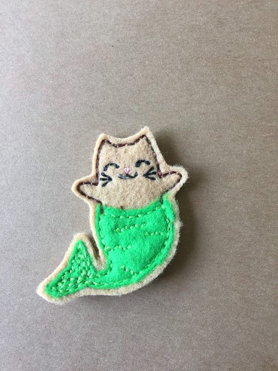 Mermaid Cat Feltie, Mermaid Cat Embellishment. Choose 1, 2 or 4