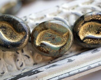 Golden Wave, Oval Beads, Czech Beads, N1742