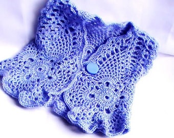 Crocheted blue Lacy Cardigan