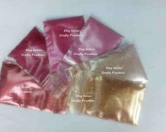 6 Sample Powder Mica Soap Making Cosmetic Slime Pigment Shimmers Burgundy Red Hot PINK FUCHSIA Pink MOCHA Bronze 1g Each or 10 Gram