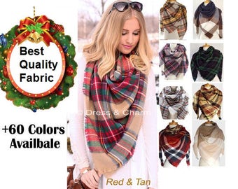 blanket scarf, plaid blanket scarf, valentine day gift, gift for her, winter scarf, birthday gift, Plaid Scarf, Bridesmaid Gifts