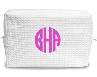 Cosmetic Bag | Monogram Makeup Bag | Makeup Case | Waffle Weave Cosmetic bag