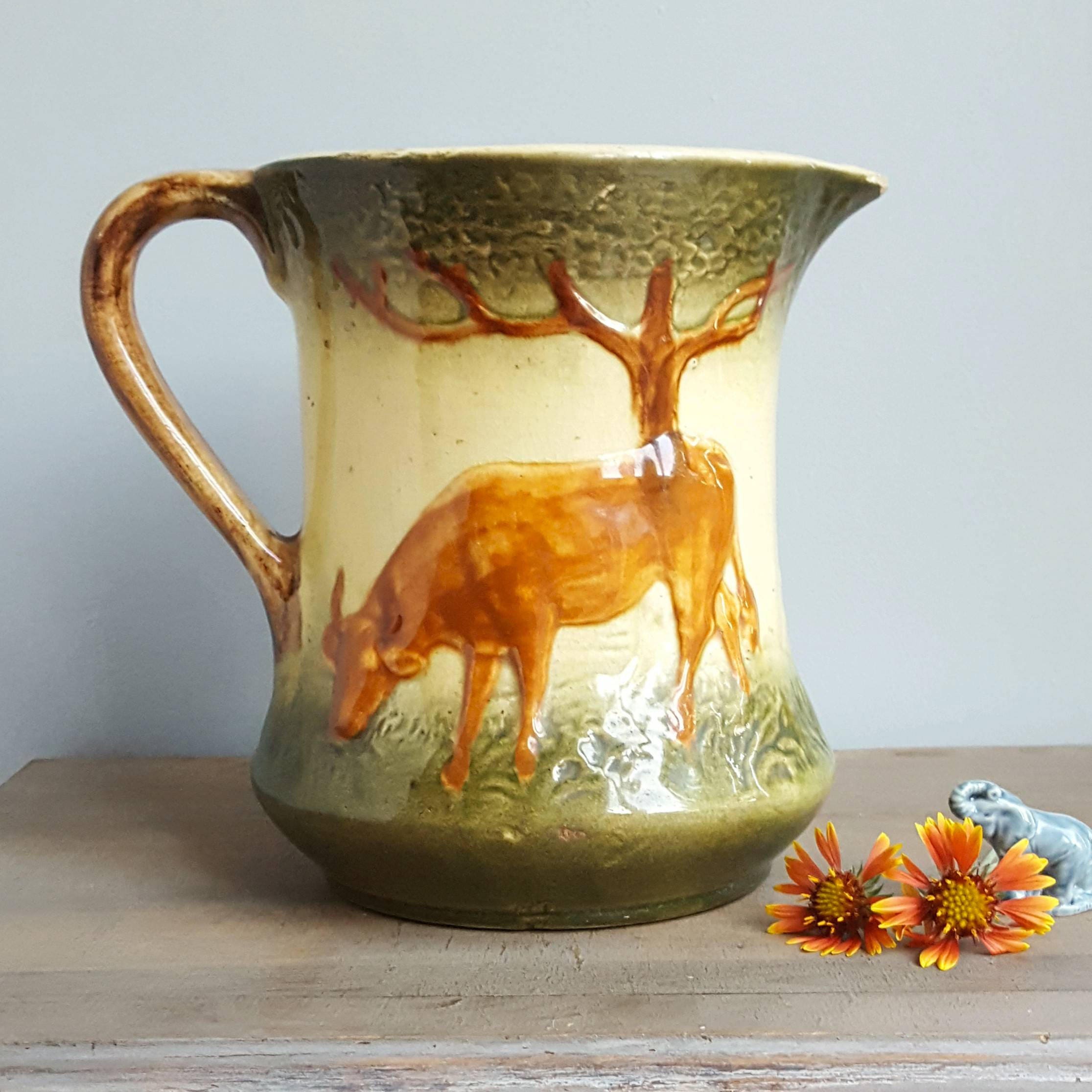 Roseville Pottery Stoneware Cow Pitcher Pre1916 Roseville