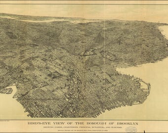 Poster, Many Sizes Available; Birdseye View Map Of Brooklyn New York City 1897